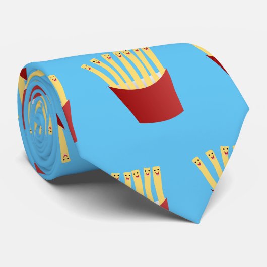 かわいいかわいいフライドファストフード漫画イラストレーション ネクタイ (ロール)