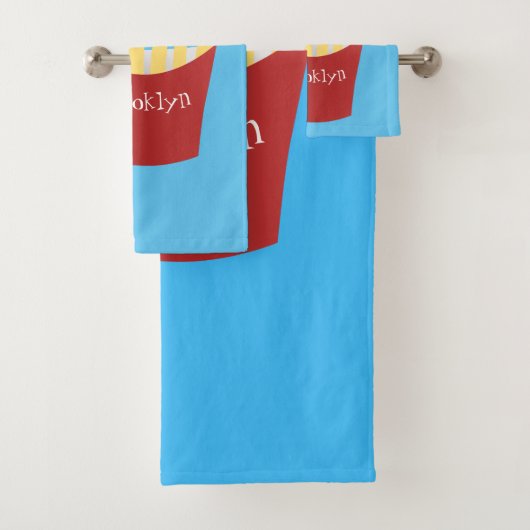 かわいいかわいいフライドファストフード漫画イラストレーション バスタオルセット (インサイチュ)