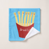 かわいいかわいいフライドファストフード漫画イラストレーション バスタオルセット (ウォッシュタオル)