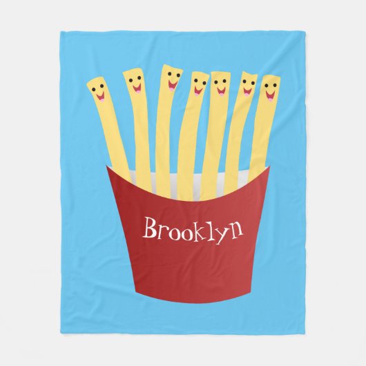 かわいいかわいいフライドファストフード漫画イラストレーション フリースブランケット (正面)