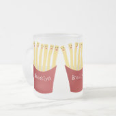 かわいいかわいいフライドファストフード漫画イラストレーション フロストグラスマグカップ (正面左)