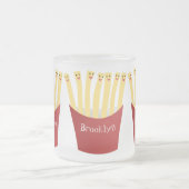 かわいいかわいいフライドファストフード漫画イラストレーション フロストグラスマグカップ (中央)