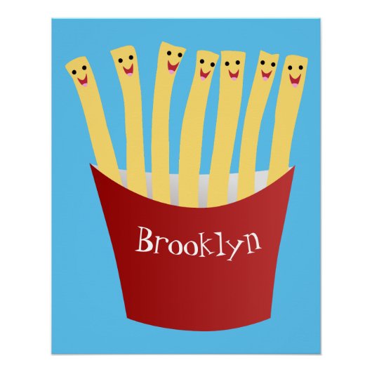 かわいいかわいいフライドファストフード漫画イラストレーション ポスター (正面)