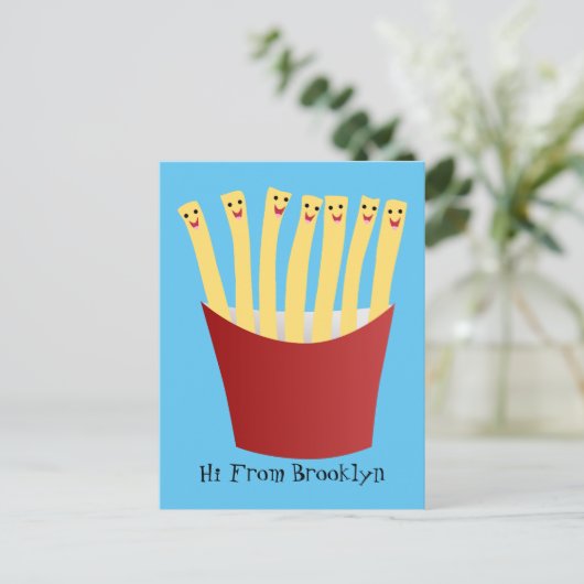 かわいいかわいいフライドファストフード漫画イラストレーション ポストカード (スタンド正面)