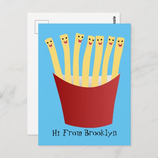 かわいいかわいいフライドファストフード漫画イラストレーション ポストカード (正面/裏面)