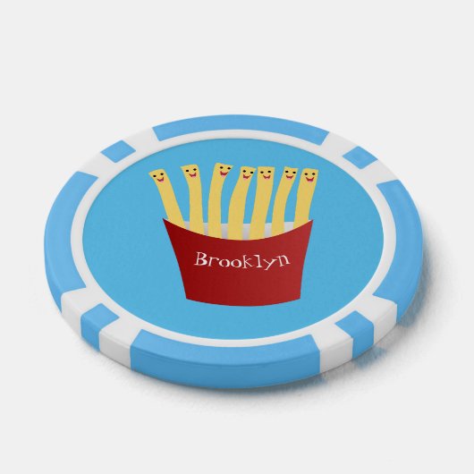 かわいいかわいいフライドファストフード漫画イラストレーション ポーカーチップ (シングル)