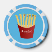 かわいいかわいいフライドファストフード漫画イラストレーション ポーカーチップ (裏面)