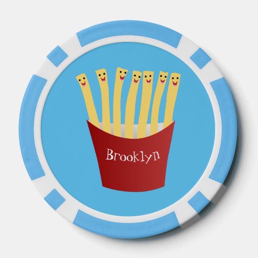 かわいいかわいいフライドファストフード漫画イラストレーション ポーカーチップ (裏面)