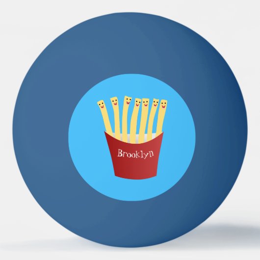 かわいいかわいいフライドファストフード漫画イラストレーション 卓球ボール (正面)