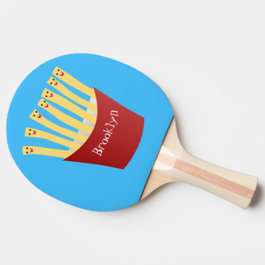 かわいいかわいいフライドファストフード漫画イラストレーション 卓球ラケット (横)