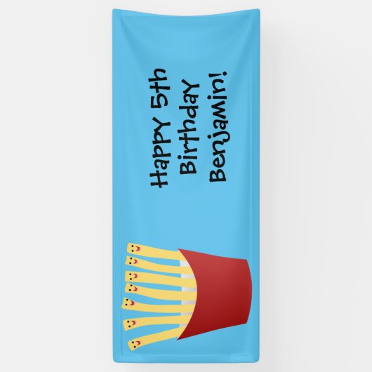 かわいいかわいいフライドファストフード漫画イラストレーション 横断幕 (縦)