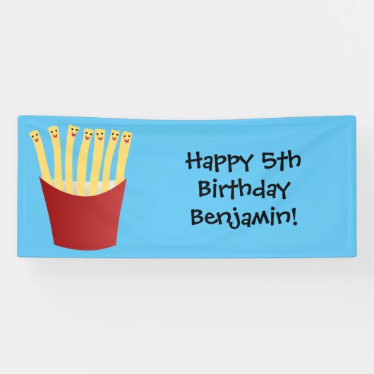 かわいいかわいいフライドファストフード漫画イラストレーション 横断幕 (横)