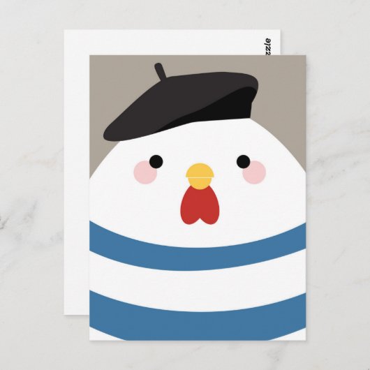 かわいいかわいいフランスのズへイラストレーションはがき ポストカード (正面/裏面)