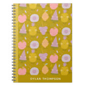 かわいいかわいいフルーツパーソナライズされた柄の名前グリーン ノートブック (正面)