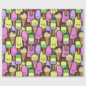 かわいいかわいいフードパターン ラッピングペーパー (フラット)