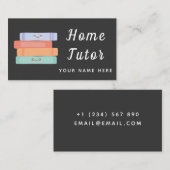 かわいいかわいいブックスホームチューター先生シンプルグレイ 名刺 (正面/裏面)