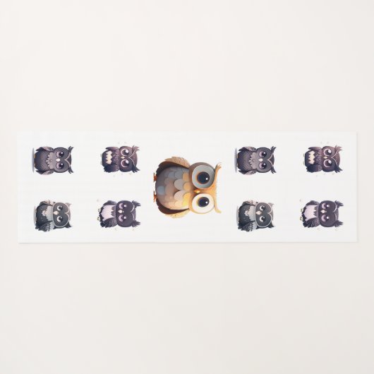 かわいいかわいいブラックフクロウの子ども ヨガマット (裏面(横))