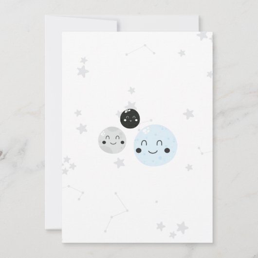 かわいいかわいいプラネットと月の赤ちゃんシャワー 招待状 (裏面)