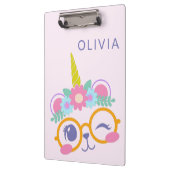 かわいいかわいいベアーユニコーン顔ピンクパーソナライズされた クリップボード (左)
