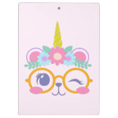 かわいいかわいいベアーユニコーン顔ピンクパーソナライズされた クリップボード (裏面)