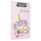 かわいいかわいいベアーユニコーン顔ピンクパーソナライズされた クリップボード (右)