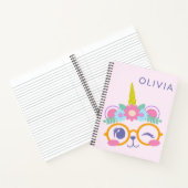 かわいいかわいいベアーユニコーン顔ピンクパーソナライズされた ノートブック (内部)