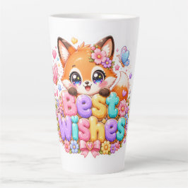 かわいいかわいいベストウィッシュフォックスの名前の淡いピンクのフローラ カフェラテマグ