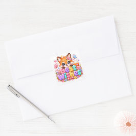 かわいいかわいいベストウィッシュフォックスの名前の淡いピンクのフローラ スクエアシール