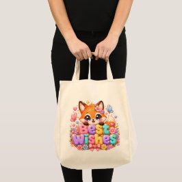 かわいいかわいいベストウィッシュフォックスの名前の淡いピンクのフローラ トートバッグ