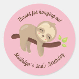 かわいいかわいいベビースロッスインツリーオンピンク誕生日 ラウンドシール