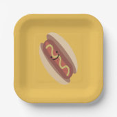 かわいいかわいいホットドッグ ペーパープレート (正面)