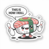 かわいいかわいいボーリングピン付き寿司 シール (正面)