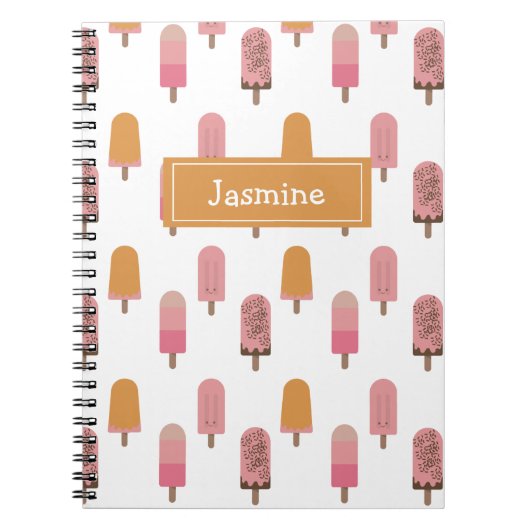かわいいかわいいポプシクルアイスポップロリーピンクモノグラム ノートブック (正面)