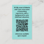 かわいいかわいいマンガキャットベビーシッターQR 名刺 (裏面)