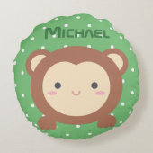 かわいいかわいいマンガモンキーボーイキッズ子供部屋 ラウンドクッション (裏面)