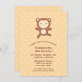 かわいいかわいいマンガモンキーボーイ子供の誕生日パーティー 招待状 (正面/裏面)