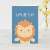 かわいいかわいいマンガライオンボーイキッズハッピーバースデー カード (黄色い花)