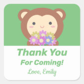 かわいいかわいいマンガ猿ありがとう来さん スクエアシール (正面)