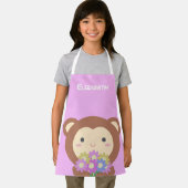 かわいいかわいいマンガ猿と花 エプロン (インサイチュ)