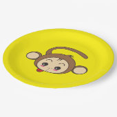 かわいいかわいいモンキーイラストレーション ペーパープレート (アングル)