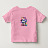 かわいいかわいいユニコーンとバブルティーパーソナライズされた トドラーTシャツ (裏面)