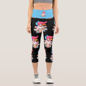 かわいいかわいいユニコーンハイウエストヨガ カプリレギンス (正面)