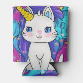 かわいいかわいいユニコーン猫 缶クーラー (正面)