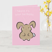 かわいいかわいいラビットピンクパーソナライズされた誕生日 カード (黄色い花)