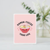 かわいいかわいいラーメンアジア料理パンロマンチックな愛 ポストカード (スタンド正面)