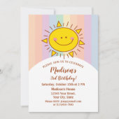 かわいいかわいいリトルレインボーサンシャイン子供の誕生日 招待状 (正面)