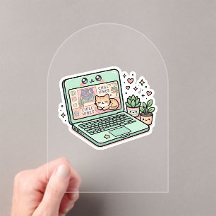 かわいいかわいいリラックスLapTopステッカー アクリル招待状