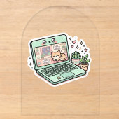 かわいいかわいいリラックスLapTopステッカー アクリル招待状 (正面)