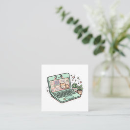 かわいいかわいいリラックスLapTopステッカー スクエア名刺