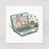 かわいいかわいいリラックスLapTopステッカー スクエア名刺 (正面)
